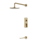Artos Harmony Thermostatic Shower Trim Kit with Tub Filler in Satin Brass – 8" Shower Head Size – PS144W8TRSB