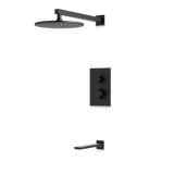 Artos Otella Thermostatic Shower Trim Kit with Tub Filler in Matte Black – Wide Control Trim Style – PS145BK