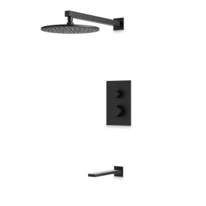 Artos Otella Thermostatic Shower Trim Kit with Tub Filler in Matte Black – Wide Control Trim Style – PS145BK