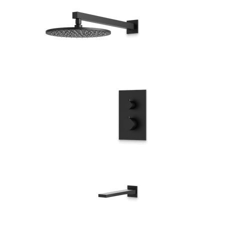 Artos Otella Thermostatic Shower Trim Kit with Tub Filler in Matte Black – Wide Control Trim Style – PS145BK