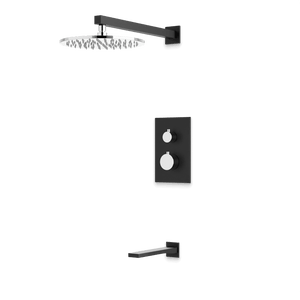 Artos Otella Thermostatic Shower Trim Kit with Tub Filler in Chrome/Matte Black – Wide Control Trim Style – PS145CHB