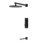 Artos Otella Thermostatic Shower Trim Kit with Tub Filler in Matte Black – Wide Control Trim Style – PS145BK