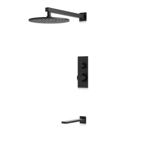 Artos Otella Thermostatic Shower Trim Kit with Tub Filler in Matte Black – Wide Control Trim Style – PS145BK