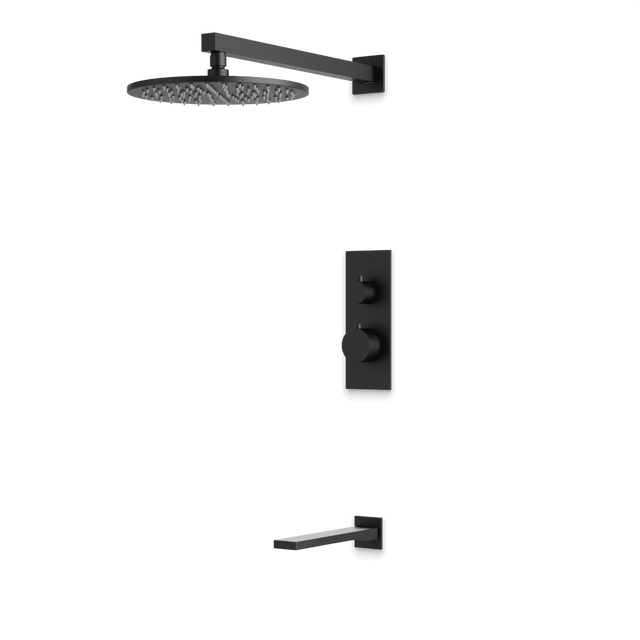 Artos Otella Thermostatic Shower Trim Kit with Tub Filler in Matte Black – Wide Control Trim Style – PS145BK