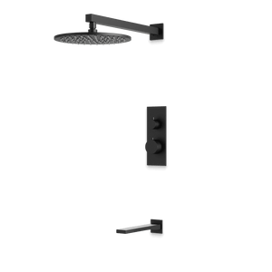 Artos Otella Thermostatic Shower Trim Kit with Tub Filler in Matte Black – Wide Control Trim Style