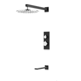 Artos Otella Thermostatic Shower Trim Kit with Tub Filler in Chrome/Matte Black – Wide Control Trim Style – PS145CHB