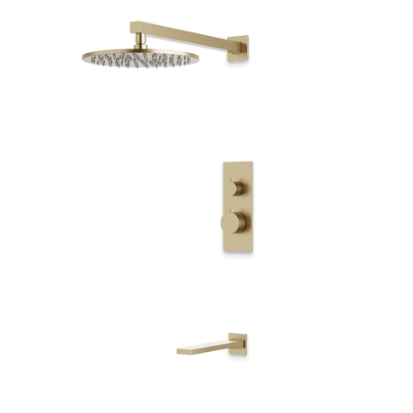 Artos Otella Thermostatic Shower Trim Kit with Tub Filler in Satin Brass – Wide Control Trim Style – PS145SB