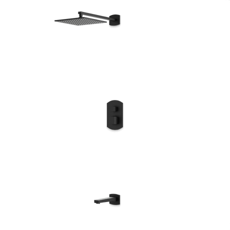 Artos Transitional Thermostatic Shower Trim Kit with Wall Mount Shower Head, Tub Filler in Matte Black – PS146BK