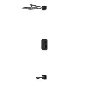 Artos Transitional Thermostatic Shower Trim Kit with Wall Mount Shower Head, Tub Filler in Matte Black