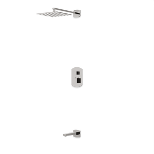 Artos Transitional Thermostatic Shower Trim Kit with Wall Mount Shower Head, Tub Filler in Brushed Nickel