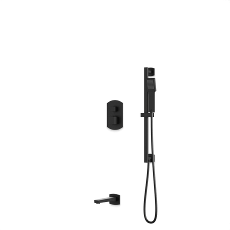 Artos Transitional Thermostatic Shower Trim Kit with Hand Shower on Slide Bar, Tub Filler in Matte Black – PS150BK