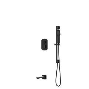 Artos Transitional Thermostatic Shower Trim Kit with Hand Shower on Slide Bar, Tub Filler in Matte Black