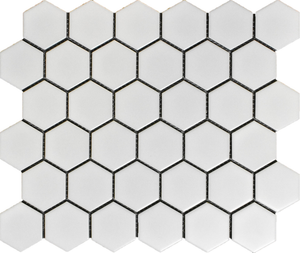 Roca Tile Usa Inc United States Ceramic Tile Cc Mosaics Ii 2 Inch Matte White Hexagon Porcelain Mosaics. Ufcc102-12Mt 1 Sheet = .99 Sq. Ft.