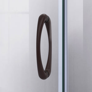 DreamLine Prime 36 in. x 74 3/4 in. Semi-Frameless Frosted Glass Sliding Shower Enclosure in Oil Rubbed Bronze with White Base Kit