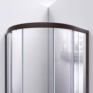 DreamLine Prime 36 in. x 74 3/4 in. Semi-Frameless Frosted Glass Sliding Shower Enclosure in Oil Rubbed Bronze, Biscuit Base Kit