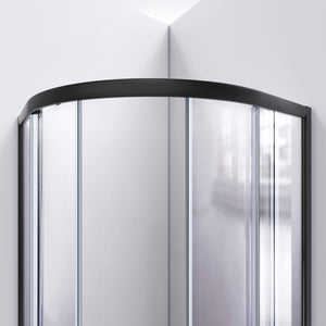 DreamLine Prime 33 in. x 76 3/4 in. Semi-Frameless Frosted Glass Sliding Shower Enclosure in Satin Black with Base and Wall Kit