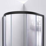 DreamLine Prime 33 in. x 74 3/4 in. Semi-Frameless Frosted Glass Sliding Shower Enclosure in Satin Black with Biscuit Base Kit