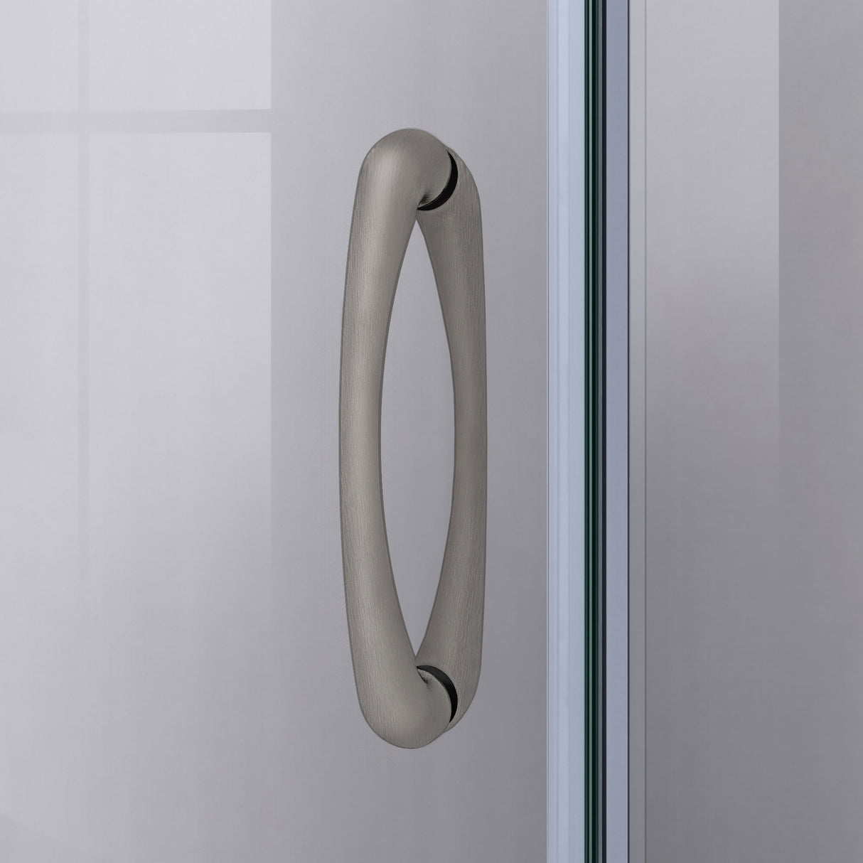 DreamLine Prime 36 in. x 74 3/4 in. Semi-Frameless Frosted Glass Sliding Shower Enclosure in Brushed Nickel with Biscuit Base Kit