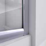 DreamLine Prime 36 in. x 74 3/4 in. Semi-Frameless Clear Glass Sliding Shower Enclosure in Chrome with White Base Kit