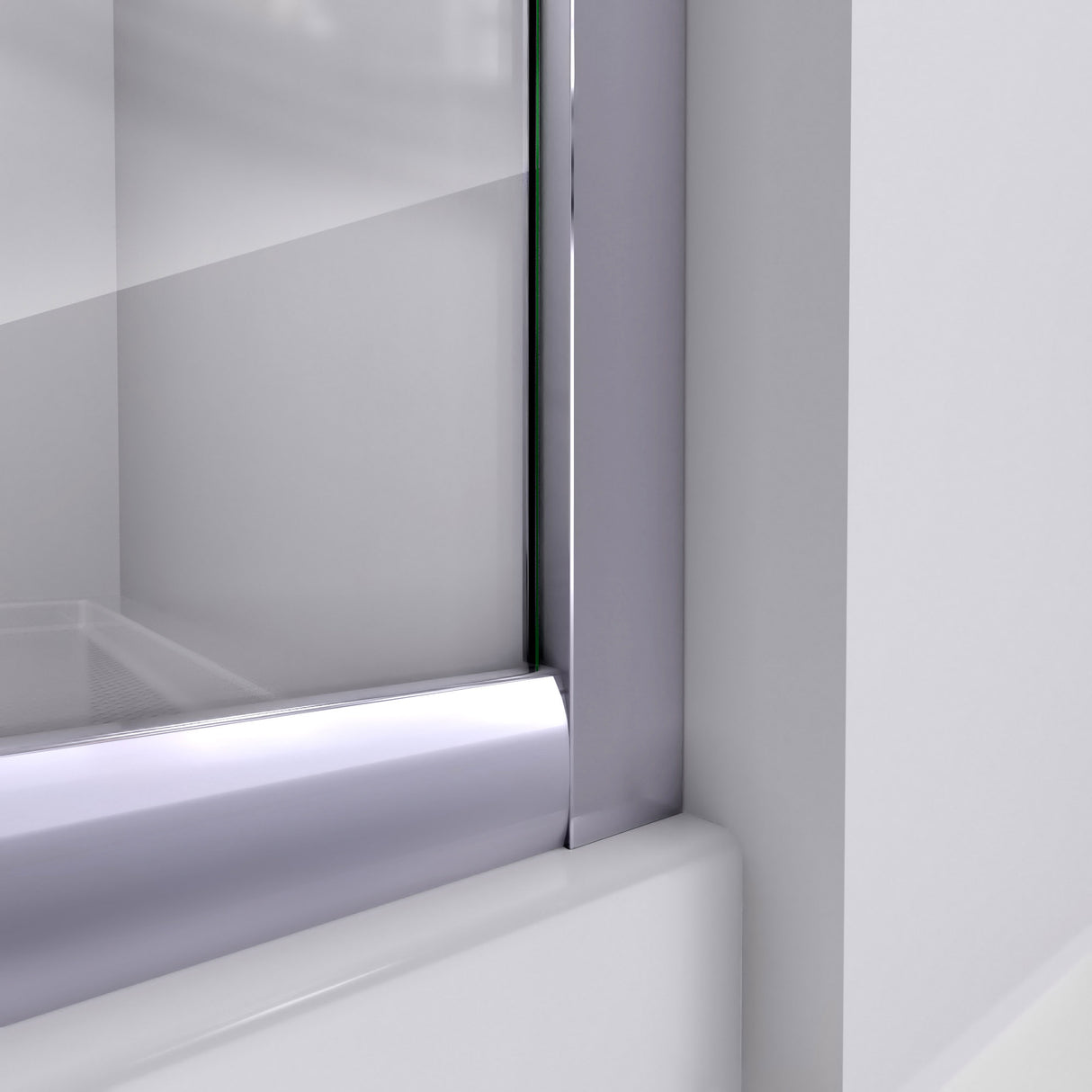 DreamLine Prime 36 in. x 74 3/4 in. Semi-Frameless Clear Glass Sliding Shower Enclosure in Chrome with Biscuit Base Kit