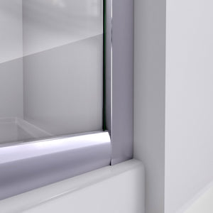 DreamLine Prime 36 in. x 74 3/4 in. Semi-Frameless Clear Glass Sliding Shower Enclosure in Chrome with Biscuit Base Kit