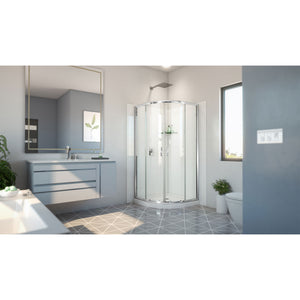 DreamLine Prime 36 in. x 36 in. x 78 3/4 in. H Shower Enclosure, Base, and White Wall Kit in Chrome and Clear Glass