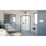 DreamLine Prime 33 in. x 33 in. x 78 3/4 in. H Shower Enclosure, Base, and White Wall Kit in Satin Black and Clear Glass
