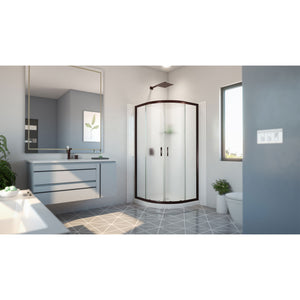 DreamLine Prime 36 in. x 36 in. x 78 3/4 in. H Shower Enclosure, Base, and White Wall Kit in Oil Rubbed Bronze and Frosted Glass