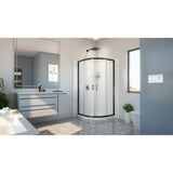 DreamLine Prime 33 in. x 33 in. x 78 3/4 in. H Shower Enclosure, Base, and White Wall Kit in Satin Black and Frosted Glass