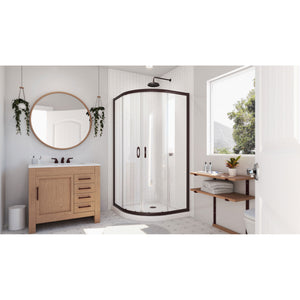 DreamLine Prime 36 in. x 74 3/4 in. Semi-Frameless Clear Glass Sliding Shower Enclosure in Oil Rubbed Bronze with White Base Kit
