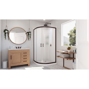 DreamLine Prime 36 in. x 76 3/4 in. Semi-Frameless Frosted Glass Sliding Shower Enclosure in Oil Rubbed Bronze, Base and Wall Kit
