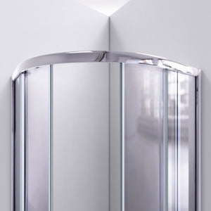 DreamLine Prime 36 in. x 74 3/4 in. Semi-Frameless Clear Glass Sliding Shower Enclosure in Chrome with Biscuit Base Kit