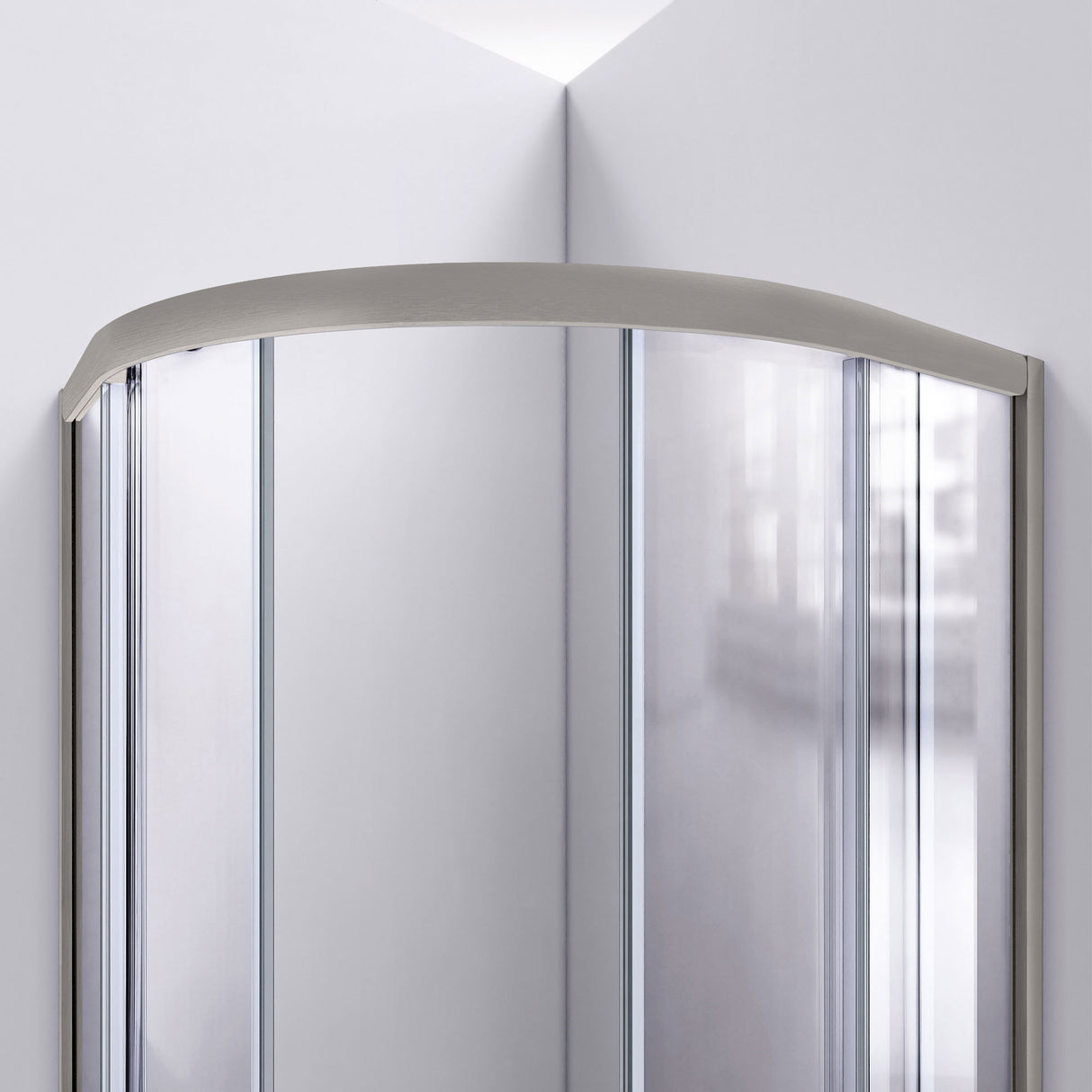 DreamLine Prime 36 in. x 74 3/4 in. Semi-Frameless Frosted Glass Sliding Shower Enclosure in Brushed Nickel with Biscuit Base Kit