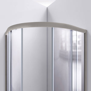 DreamLine Prime 36 in. x 74 3/4 in. Semi-Frameless Clear Glass Sliding Shower Enclosure in Brushed Nickel with Biscuit Base Kit