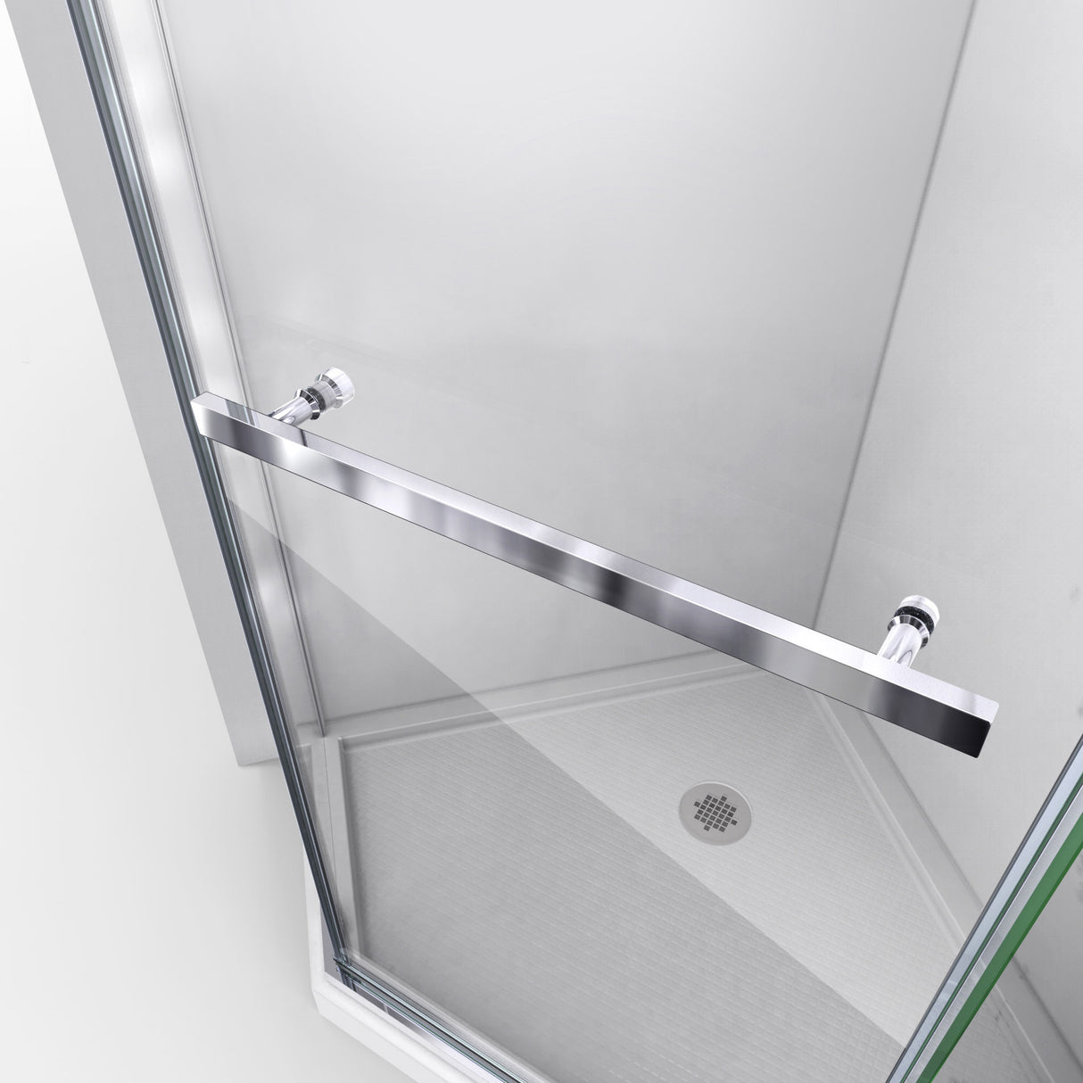 DreamLine Prism 40 in. x 74 3/4 in. Frameless Neo-Angle Pivot Shower Enclosure in Chrome with White Base Kit
