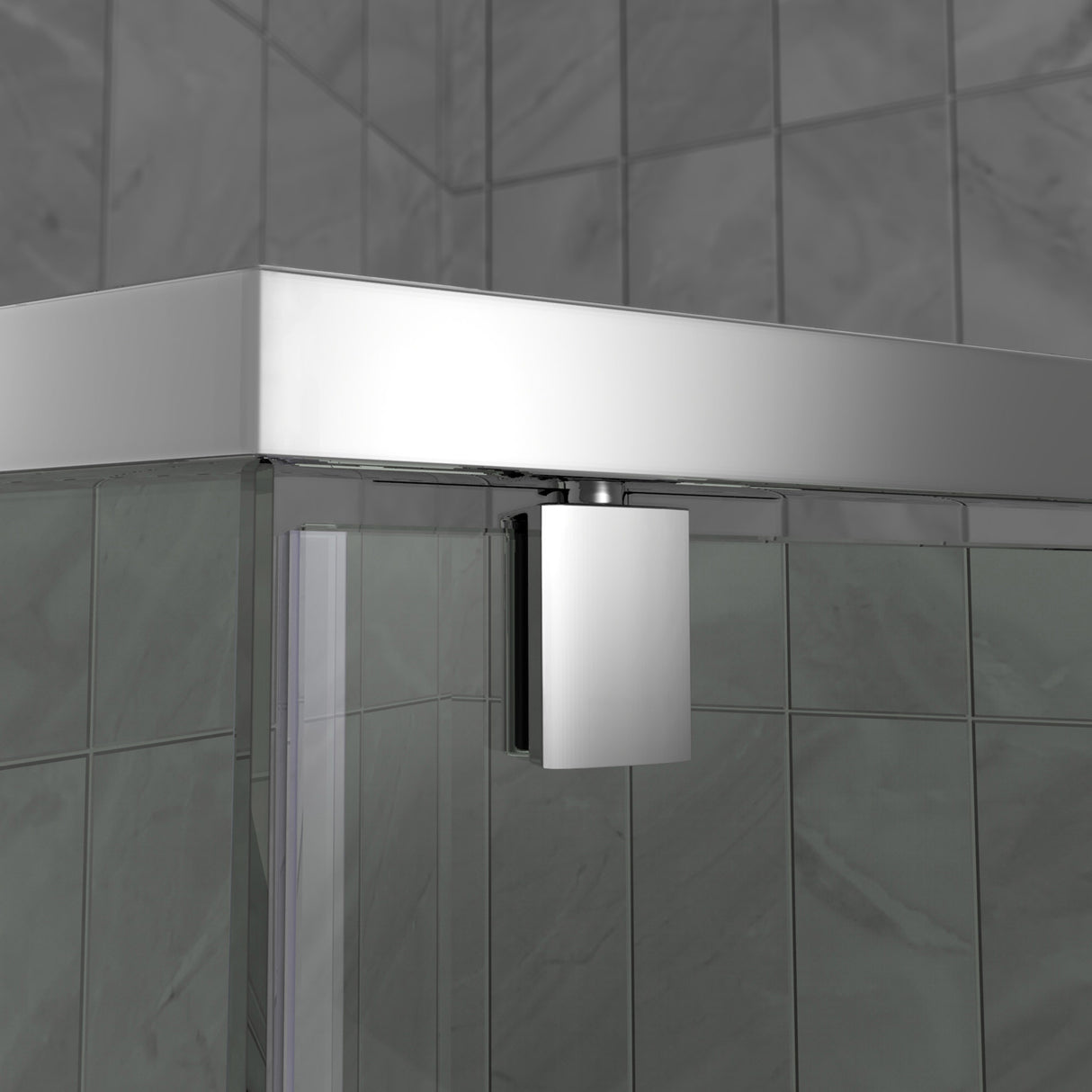 DreamLine Prism 42 in. x 74 3/4 in. Frameless Neo-Angle Pivot Shower Enclosure in Chrome with Biscuit Base Kit