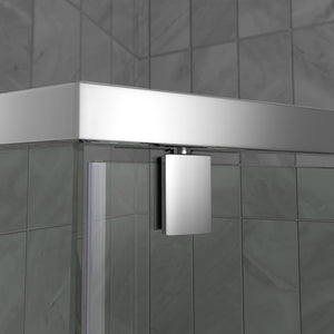 DreamLine Prism 40 in. x 74 3/4 in. Frameless Neo-Angle Pivot Shower Enclosure in Chrome with White Base Kit