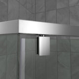 DreamLine Prism 42 in. x 74 3/4 in. Frameless Neo-Angle Pivot Shower Enclosure in Brushed Nickel with Biscuit Base
