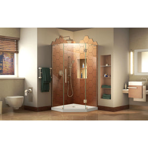 DreamLine Prism Plus 40 in. x 74 3/4 in. Frameless Neo-Angle Shower Enclosure in Brushed Nickel with White Base