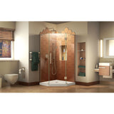 DreamLine Prism Plus 38 in. x 74 3/4 in. Frameless Neo-Angle Shower Enclosure in Brushed Nickel with White Base