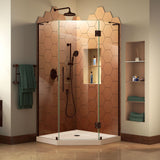 DreamLine Prism Plus 38 in. x 74 3/4 in. Frameless Neo-Angle Shower Enclosure in Oil Rubbed Bronze with Biscuit Base