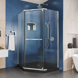 DreamLine Prism 40 in. x 74 3/4 in. Frameless Neo-Angle Pivot Shower Enclosure in Chrome with Black Base Kit