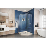 DreamLine Prism 38 in. x 74 3/4 in. Frameless Neo-Angle Pivot Shower Enclosure in Chrome with Biscuit Base Kit