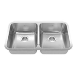 KINDRED QDUA1831-8N Steel Queen 30.88-in LR x 17.75-in FB x 8-in DP Undermount Double Bowl Stainless Steel Kitchen Sink In Satin Finished Bowls with Silk Finished Rim