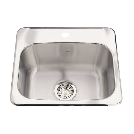 KINDRED QSL1719-8-1N Utility Collection 19.13-in LR x 17-in FB x 8-in DP Drop In Single Bowl 1-Hole Stainless Steel Utility Sink In Satin Finished Bowl with Mirror Finished Rim
