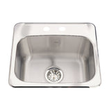 KINDRED QSL1719-8-2N Utility Collection 19.13-in LR x 17-in FB x 8-in DP Drop In Single Bowl 2-Hole Stainless Steel Utility Sink In Satin Finished Bowl with Mirror Finished Rim