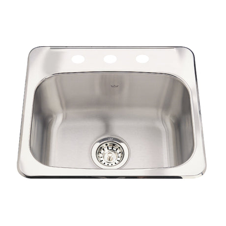 KINDRED QSL1719-8-3N Utility Collection 19.13-in LR x 17-in FB x 8-in DP Drop In Single Bowl 3-Hole Stainless Steel Utility Sink In Satin Finished Bowl with Mirror Finished Rim