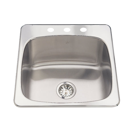 KINDRED QSL2020-10-3N Utility Collection 20.13-in LR x 20.56-in FB x 10-in DP Drop In Single Bowl 3-Hole Stainless Steel Laundry Sink In Satin Finished Bowl with Mirror Finished Rim