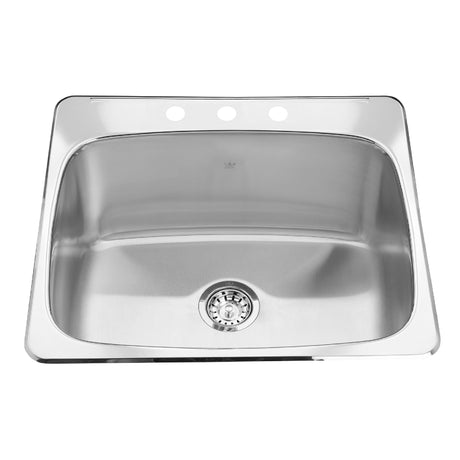 KINDRED QSL2225-12-3N Utility Collection 25.63-in LR x 22.06-in FB x 12-in DP Drop In Single Bowl 3-Hole Stainless Steel Laundry Sink In Satin Finished Bowl with Mirror Finished Rim
