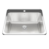 KINDRED QSLA2225-10-1N Utility Collection 25.25-in LR x 22-in FB x 10-in DP Drop In Single Bowl 1-Hole Stainless Steel Laundry Sink In Satin Finished Bowl with Mirror Finished Rim